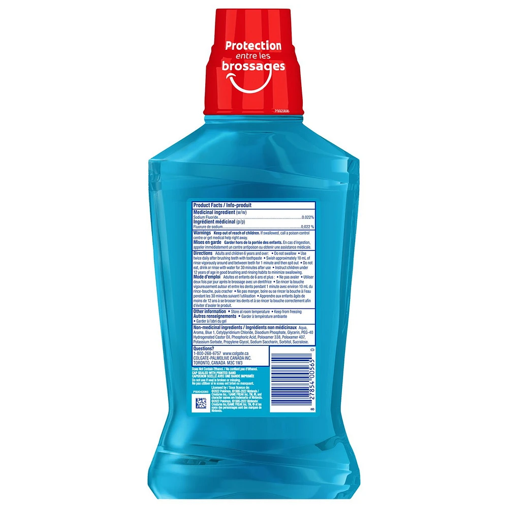 Colgate Kids Anticavity Pokémon Mouthwash, Pokémon - 500mL, Colgate Pokémon Mouthwash