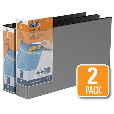 QuickFit 11 x 17 Heavy Duty D Ring Spreadsheet View Binder, 2 Pack, 2"