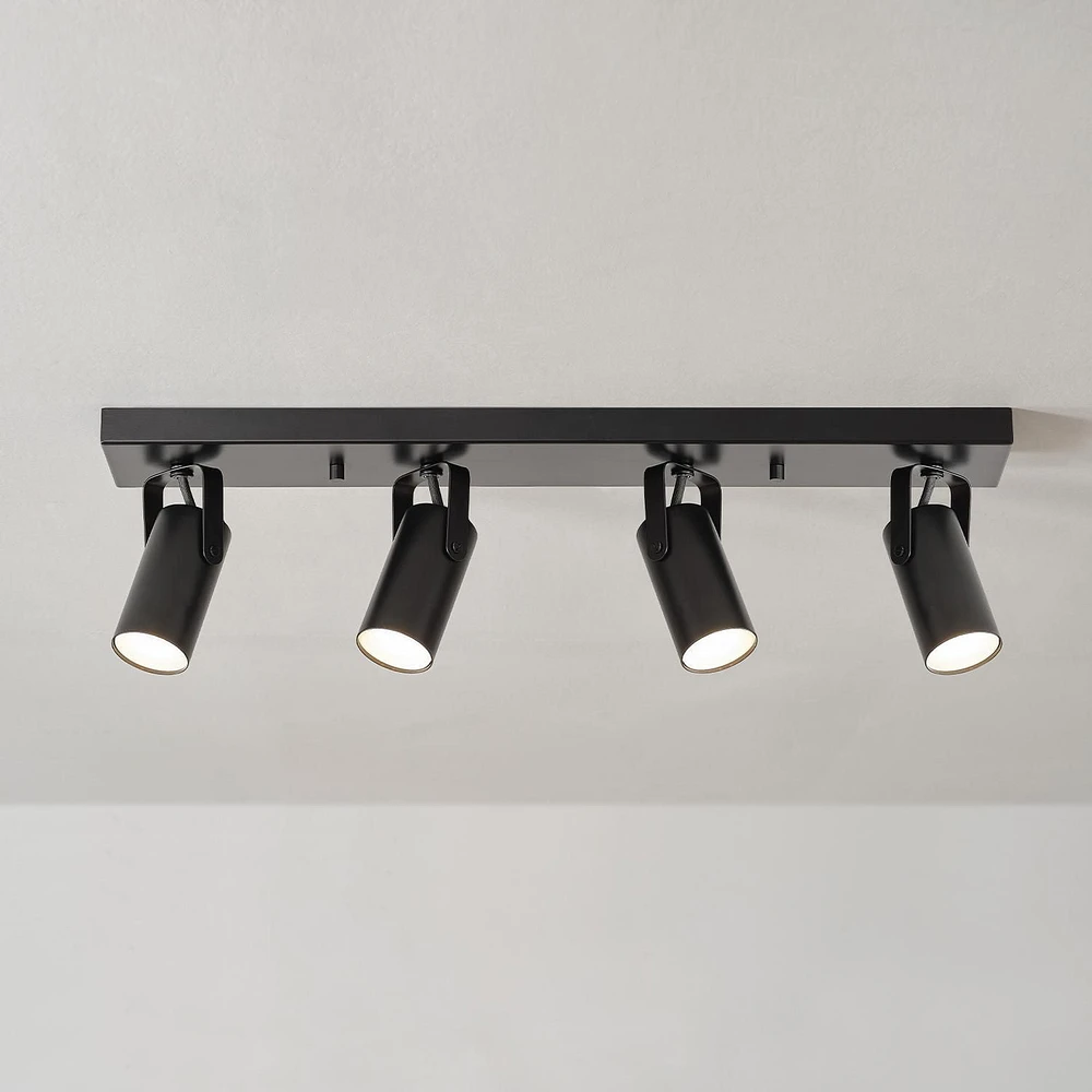 4-Light Matte Black Dimmable 22W LED Integrated Track Lighting with Rotating Track Heads, 91005769