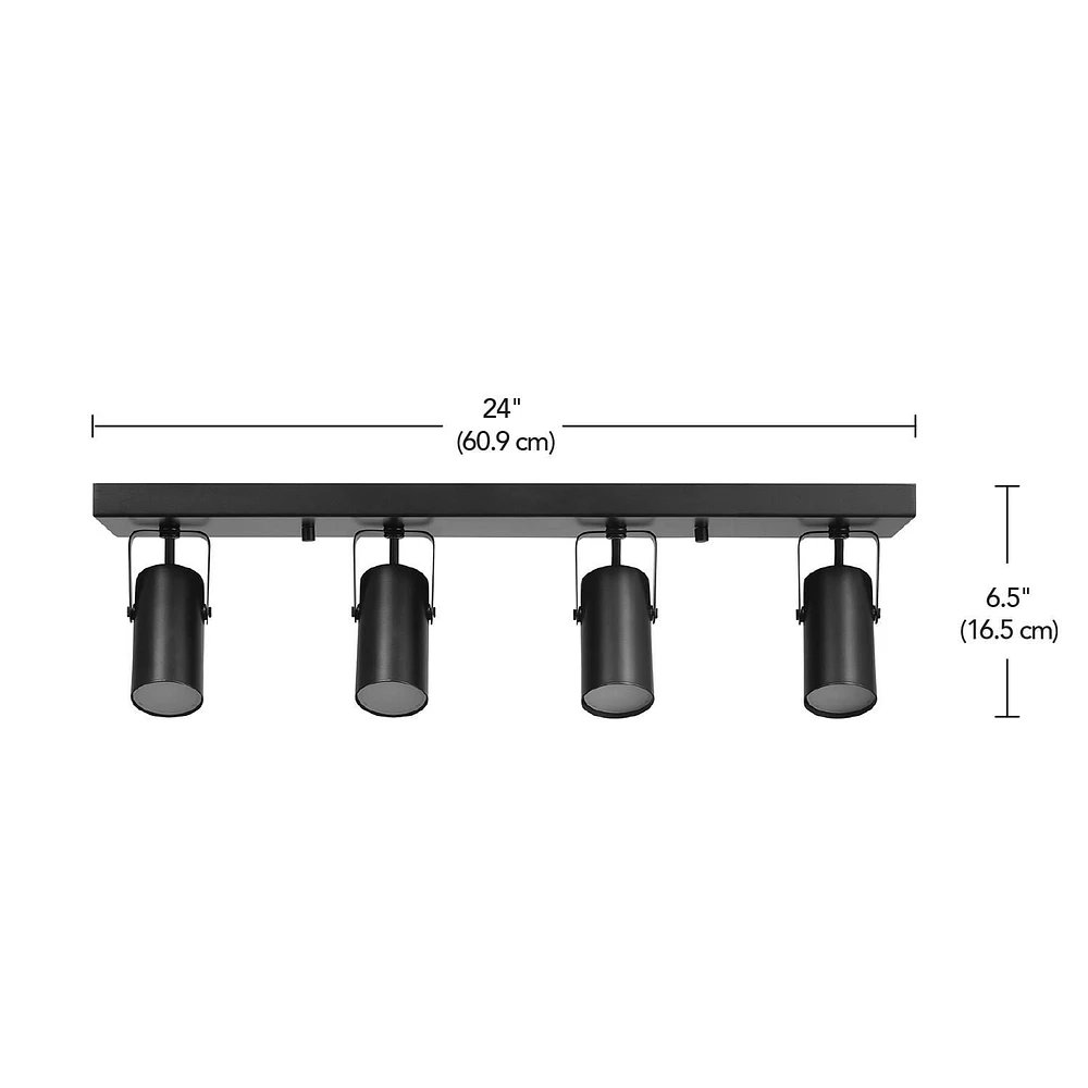 4-Light Matte Black Dimmable 22W LED Integrated Track Lighting with Rotating Track Heads, 91005769