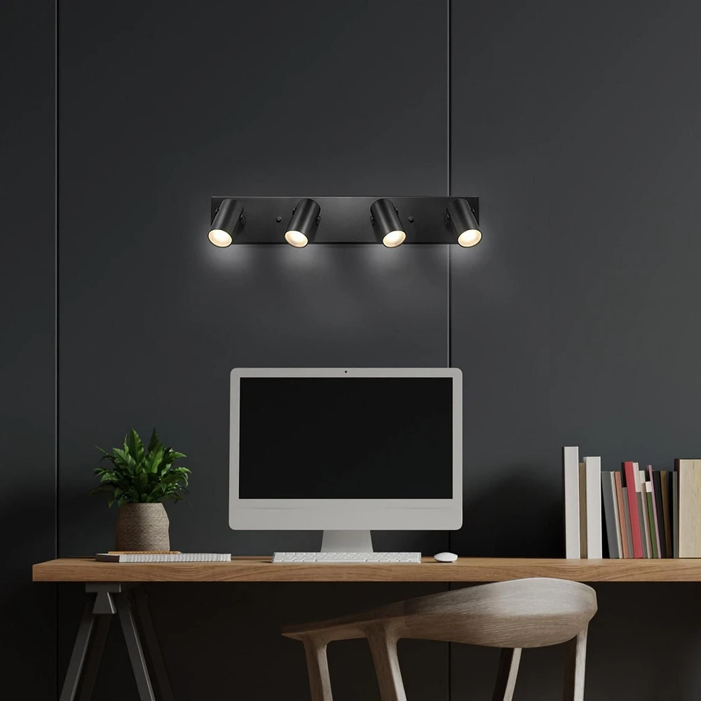 4-Light Matte Black Dimmable 22W LED Integrated Track Lighting with Rotating Track Heads, 91005769