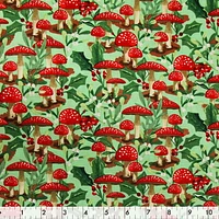 Fabric Creations Green Cardinal Christmas Cotton Fabric by the Metre