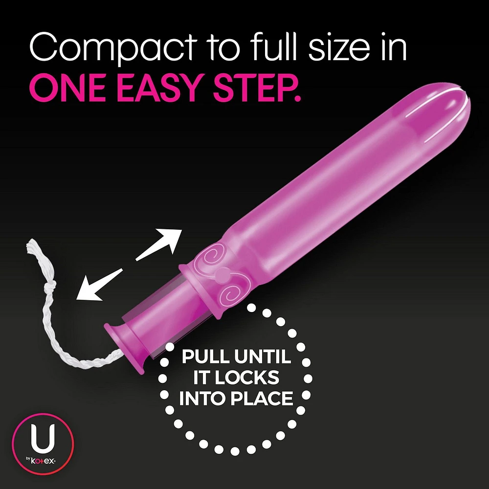 U by Kotex Click Compact Tampons, Regular, Unscented, 16 Count, 16 Count