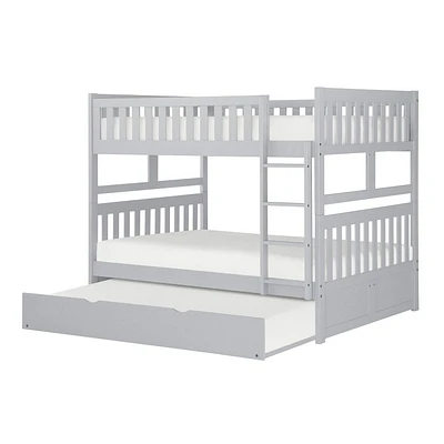 Topline Home Furnishings Grey Full over Full Bunk Bed with Twin Trundle