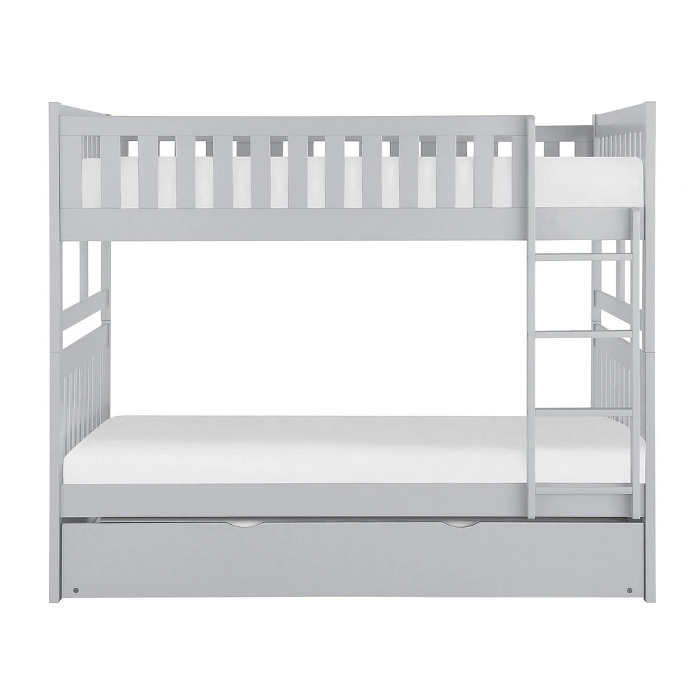 Topline Home Furnishings Grey Full over Full Bunk Bed with Twin Trundle