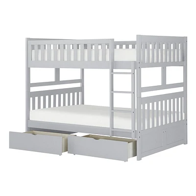 Topline Home Furnishings Grey Full over Full Bunk Bed with Toy Storage.