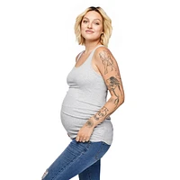 Paisley Sky Maternity Ruched Rib Racerback Tank