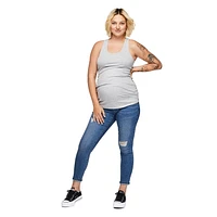 Paisley Sky Maternity Ruched Rib Racerback Tank