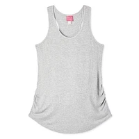 Paisley Sky Maternity Ruched Rib Racerback Tank