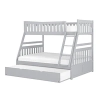 Topline Home Furnishings Grey Twin over Full Bunk Bed with Twin Trundle