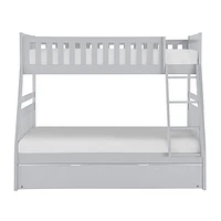 Topline Home Furnishings Grey Twin over Full Bunk Bed with Twin Trundle