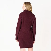 DV L/S Flat Collar Cable knit sweater dress with zipper,