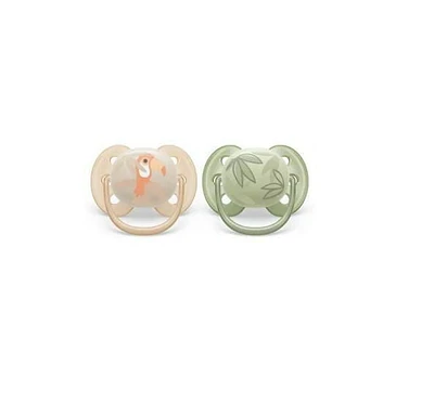 Philips Avent Ultra Soft Pacifier 0-6m, toucan / green leaves, 2 pack SCF091/07, Avent Ultra Soft Pacifier 0-6m toucan / green 2pk