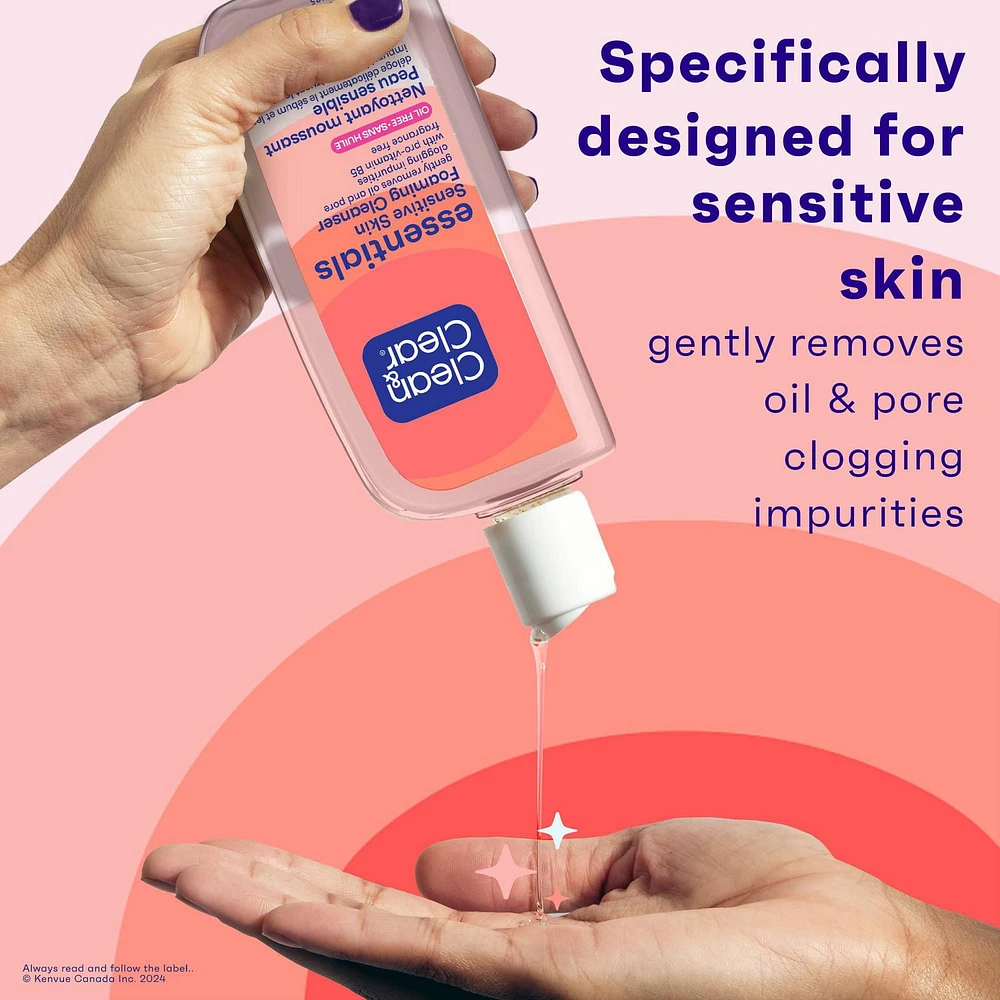 Clean & Clear Essentials Oil-Free Foaming Facial Cleanser, Daily Face Wash with Pro-Vitamin B5 Gently Removes Oil & Pore Clogging Impurities Without Drying Skin, Fragrance-Free, 235 mL