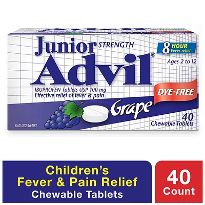 Comprimés À Croquer Advil Junior sans Colorant - Raisin (40) 40 comptes