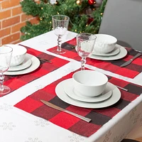 Fabstyles Buffalo Check Cotton Placemats Set of 4 Machine Washable Table Mats Perfect for The Kitchen and Dining Table or Outdoor Tables