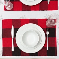 Fabstyles Buffalo Check Cotton Placemats Set of 4 Machine Washable Table Mats Perfect for The Kitchen and Dining Table or Outdoor Tables