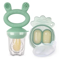 Haakaa Freeze-N-Feed Mini Combo with Silicone Food Feeder & Silicone Mini Nibble Tray|Baby Solid Food Self Feeder|Breastmilk Popsicle Mold Storage & Feeder for Soothing Baby Gums 1 PK (Pea Green)