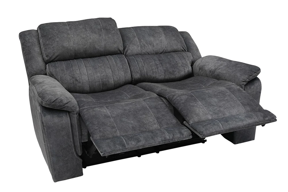 K-LIVING WASHINGTON SUEDE FABRIC POWER RECLINER LOVESEAT IN GREY