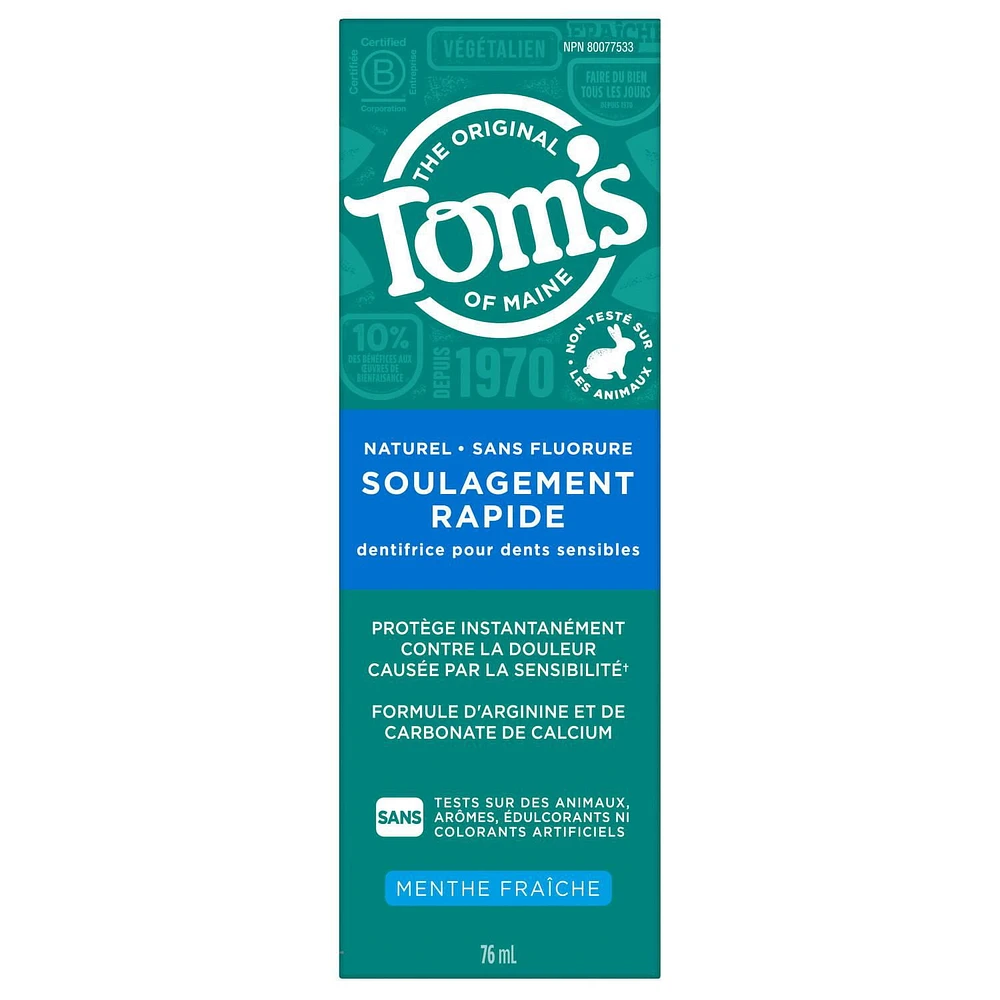 Dentifrice naturel Soulagement rapide de la sensibilité Menthe fraîche