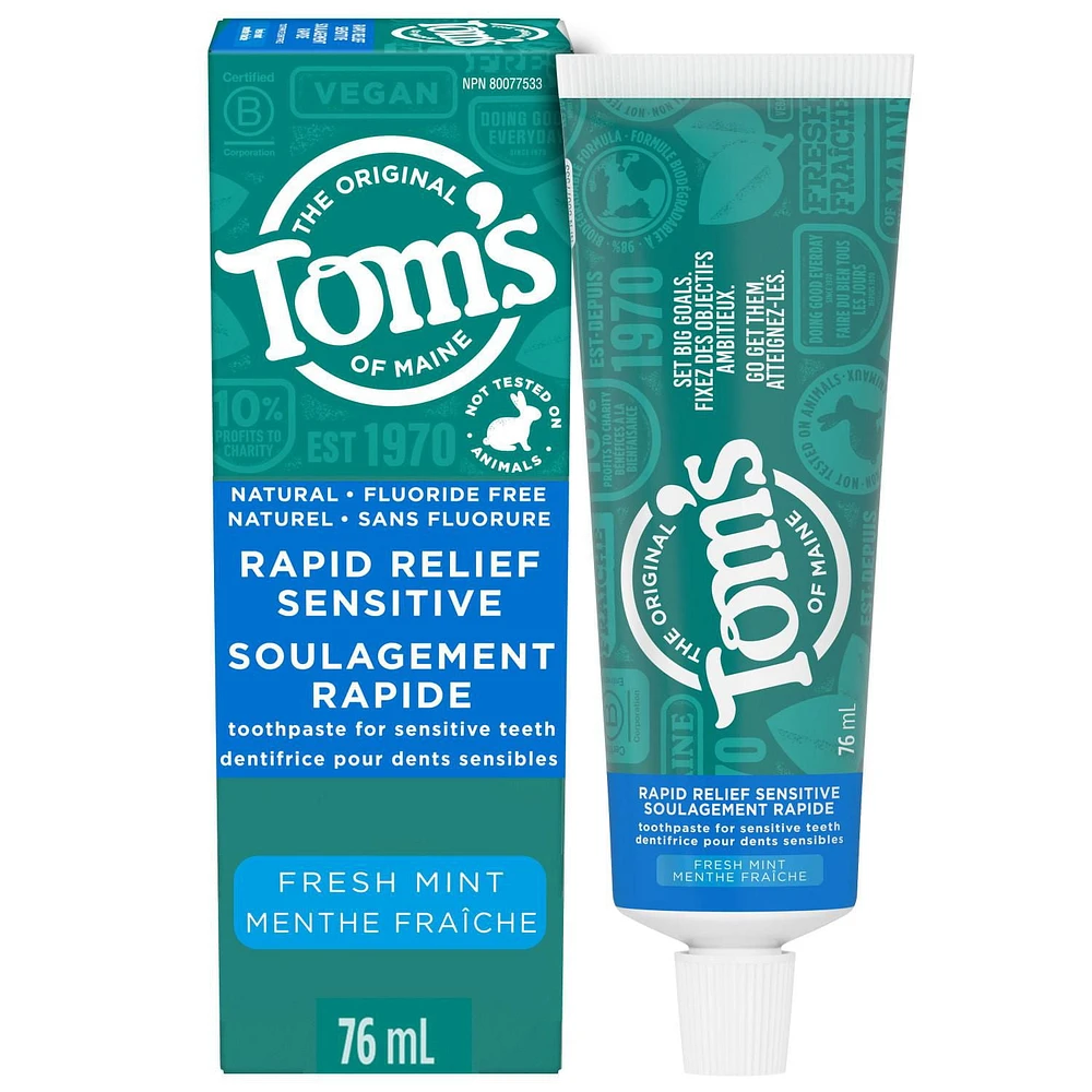 Dentifrice naturel Soulagement rapide de la sensibilité Menthe fraîche