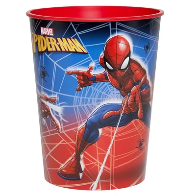 Spiderman Birthday Plastic Cup, 16oz., Plastic cup holds 16oz.