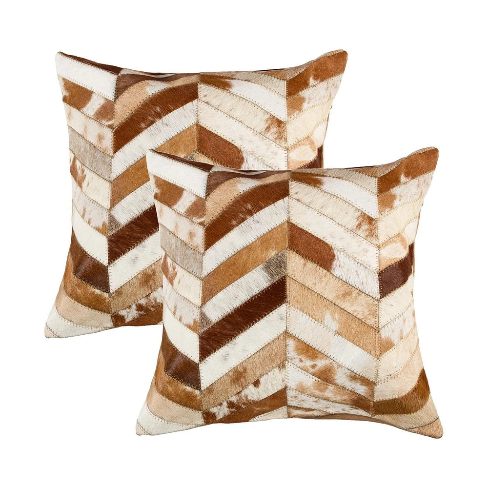 TORINO CHEVRON COWHIDE PILLOW 18"X18" 2-PACK