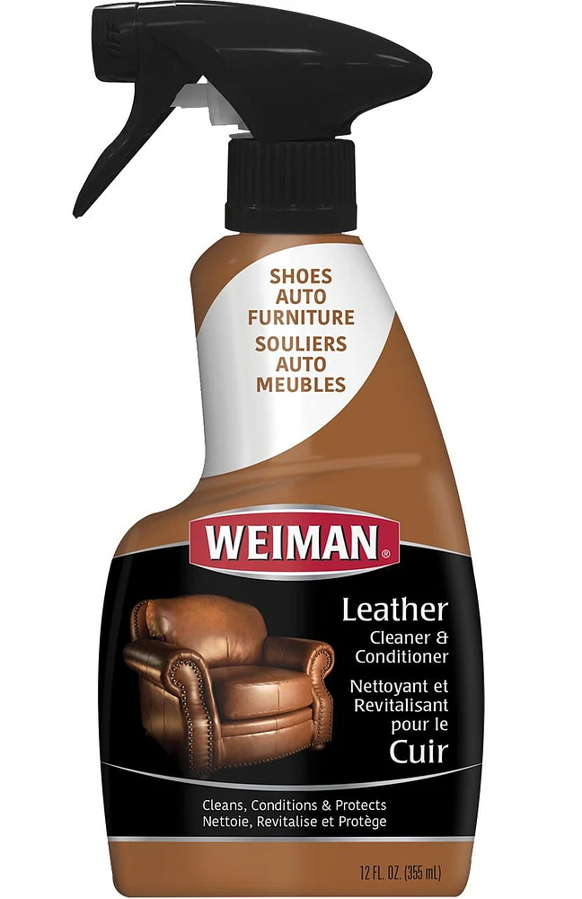 Weiman Leather Cleaner and Polish Trigger, UV Protection Formula