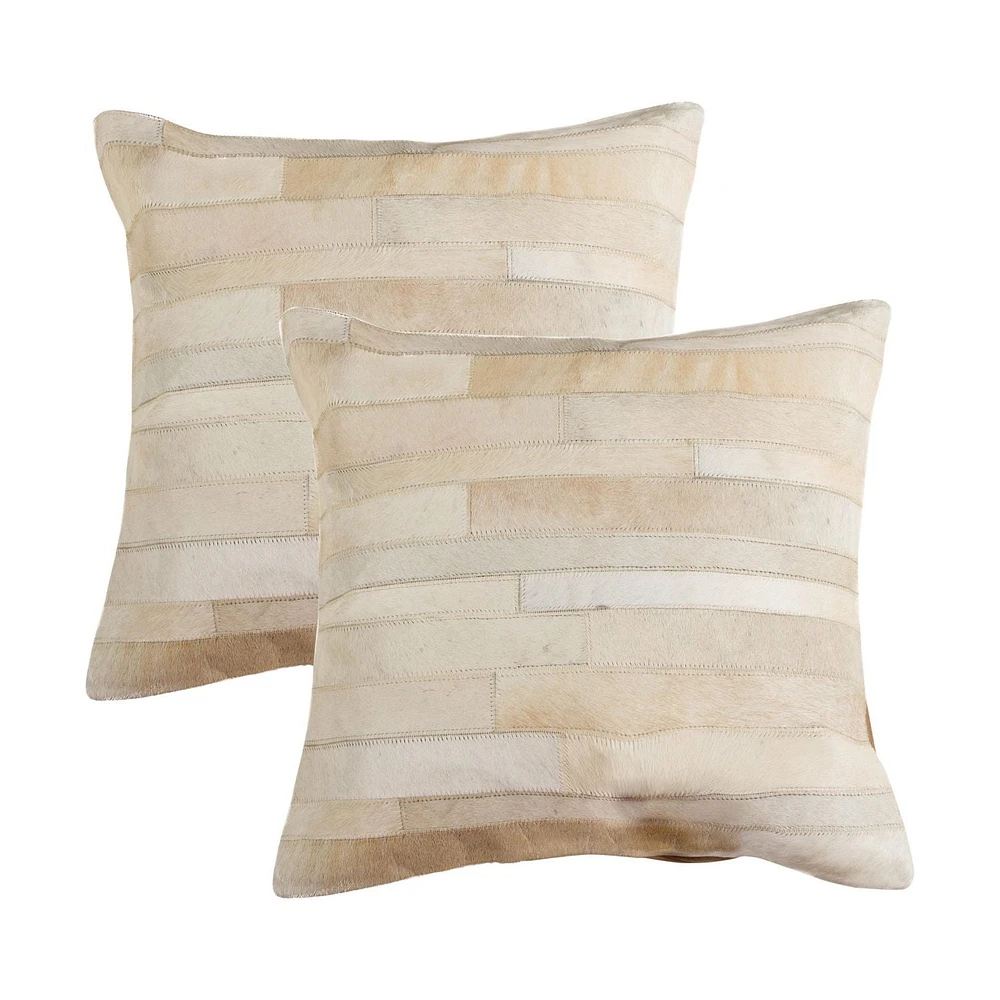 H-Natural Torino Madrid Cowhide 2-Pack Pillows