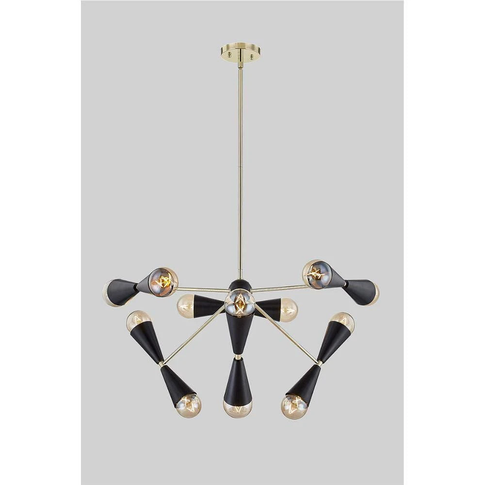 DAMAS PENDANT<br>12 Bulb pendant light<br>Shade Material: Matte Black Steel<br>Shade Dimensions: 5″H x 3″W x 3″D