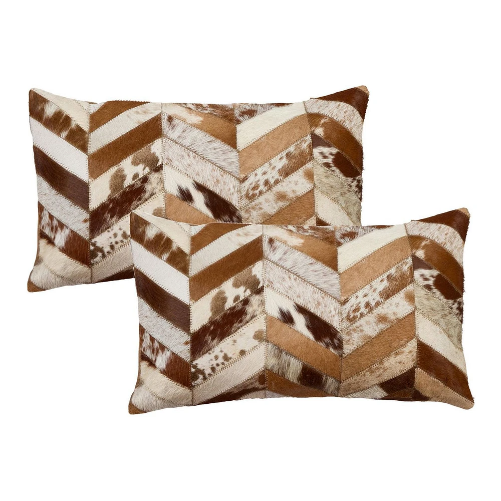 TORINO CHEVRON COWHIDE PILLOW 12"X20" 2-PACK