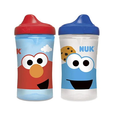 NUK Sesame Street Active Hard Spout Sippy Cup, 10 oz, Blue & Red, 2-Pack