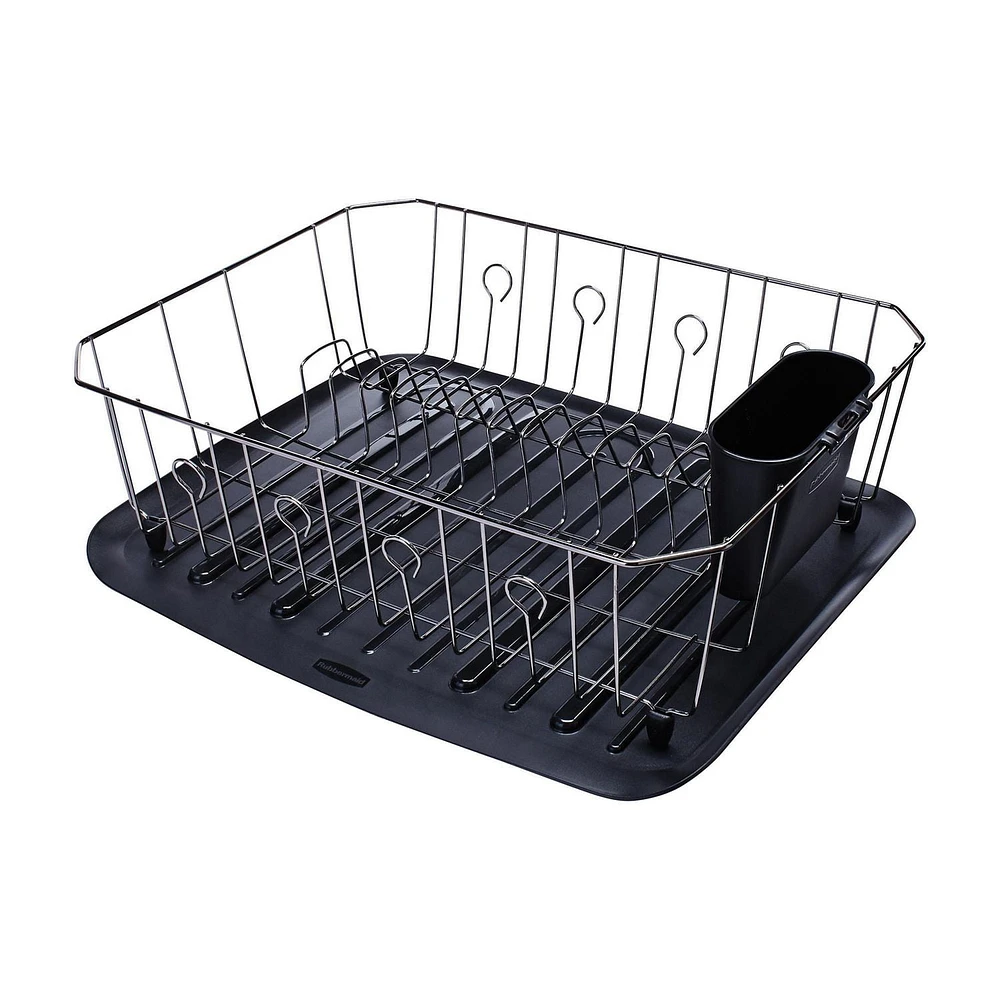 Rubbermaid Large Chrome Deluxe Dish Drainer Set