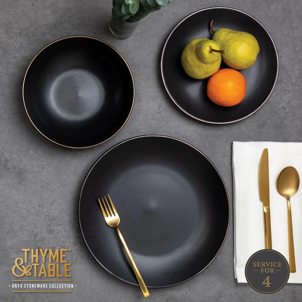 Thyme & Table 12-Piece Dinnerware Set, Onyx