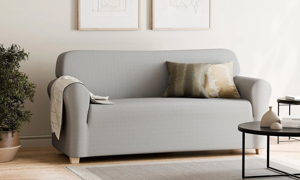 Pixel Soft Stretch Sofa Slipcover, Furniture Cover Made of 20% Recycled Fabric, Durable and Easy to Apply