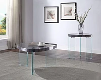 ACME Noland Coffee Table in Gray High Gloss & Clear Glass