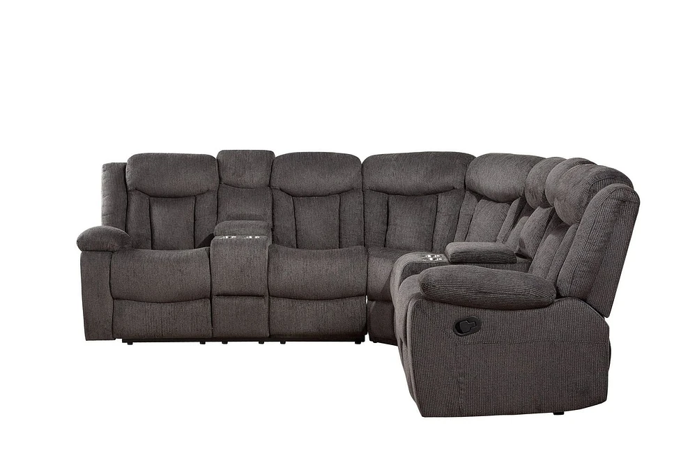 ACME Rylan Sectional Sofa (Motion) in Dark Brown Fabric