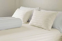 Johnson Home 300 Thread Count Cotton Duvet Cover Set Ivory Stripe (Twin)