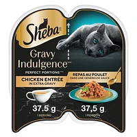 SHEBA GRAVY INDULGENCE PERFECT PORTIONS Adult Wet Cat Food Chicken Entrée in Extra Gravy, 75g