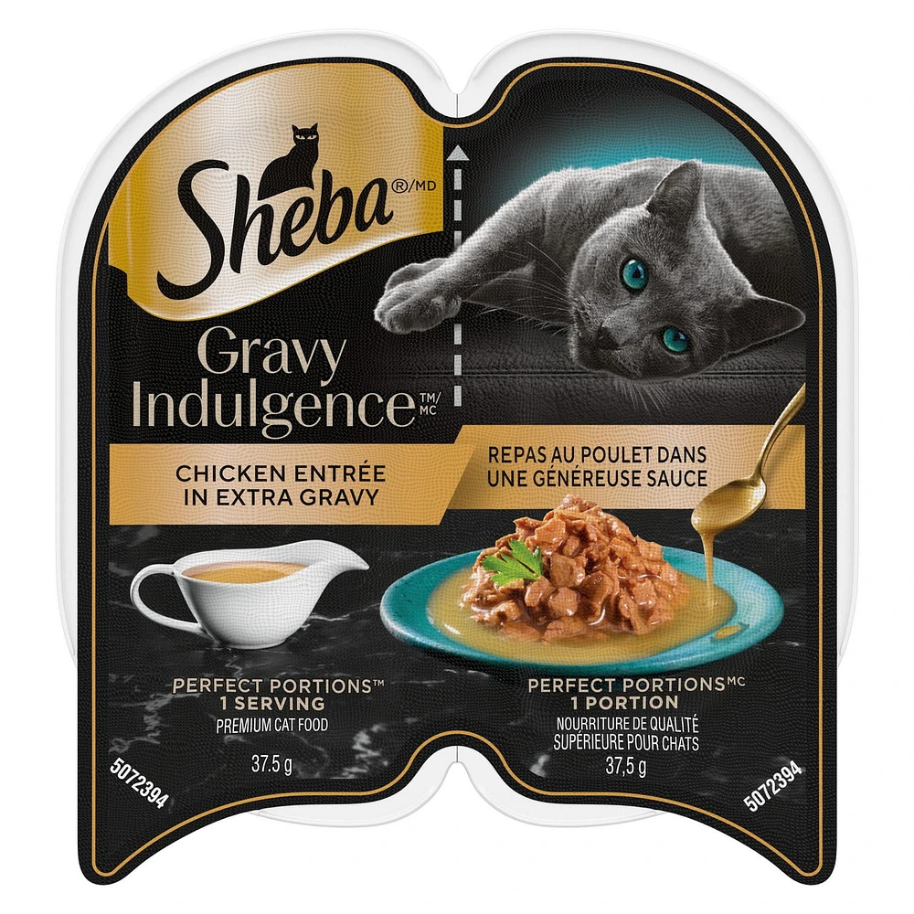 SHEBA GRAVY INDULGENCE PERFECT PORTIONS Adult Wet Cat Food Chicken Entrée in Extra Gravy, 75g