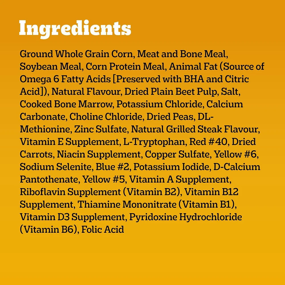 Nourriture sèche pour chiens adultes PEDIGREE avec bouchées Marrobites saveur de bifteck grillé et de légumes, sac de 6,35 kg 6,35 kg