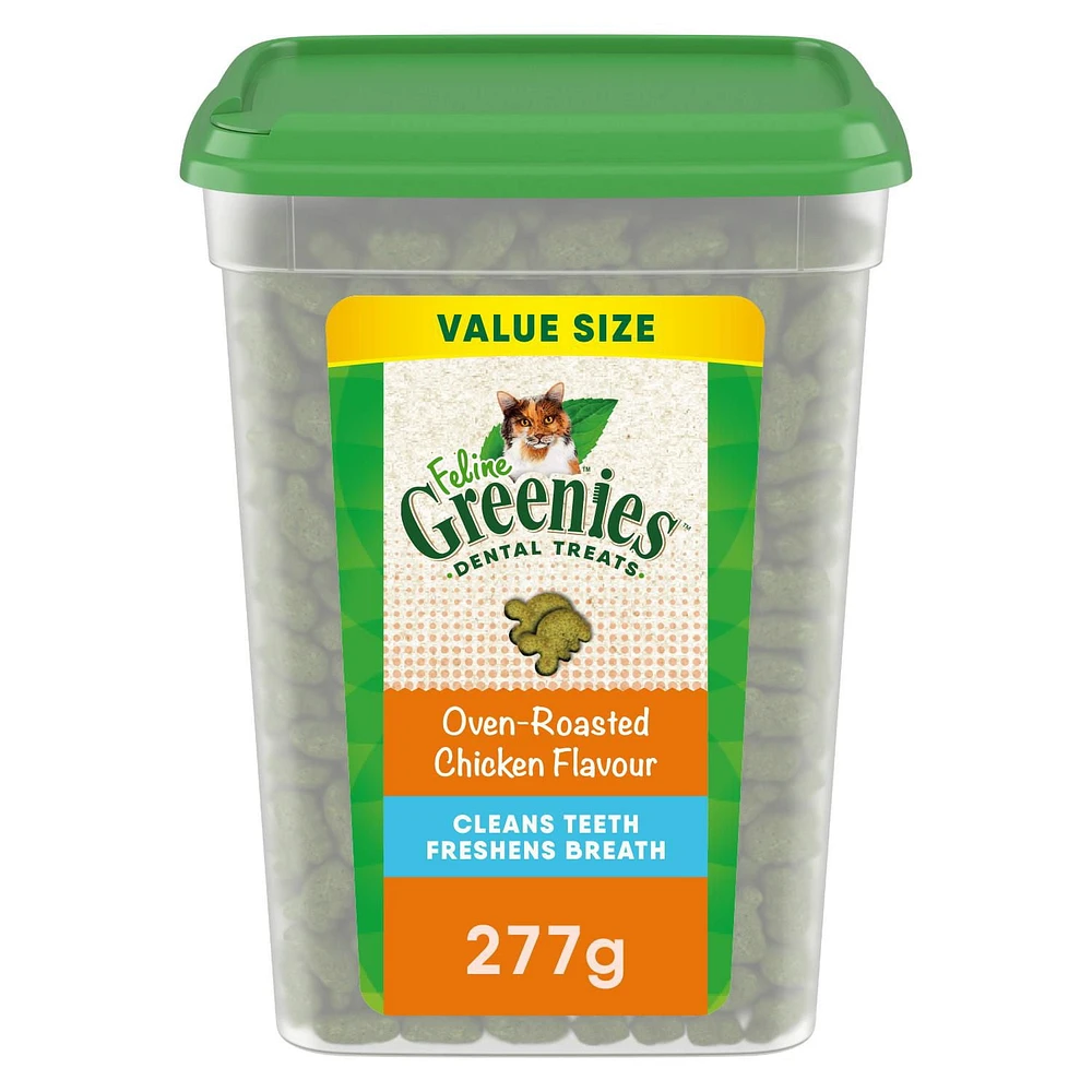 FELINE GREENIES Cat Treats Adult Natural Dental Care Oven-Roasted Chicken Flavour, 277g