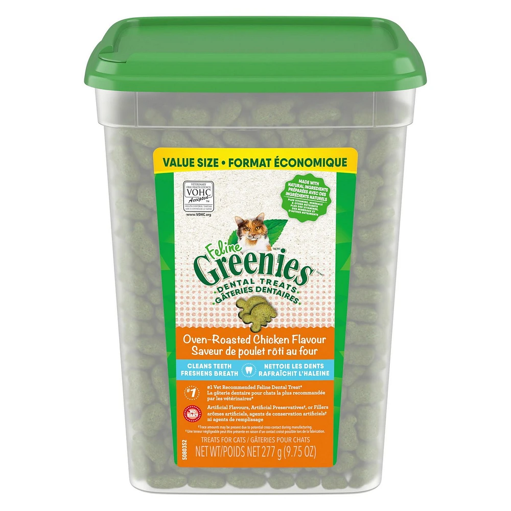 FELINE GREENIES Cat Treats Adult Natural Dental Care Oven-Roasted Chicken Flavour, 277g