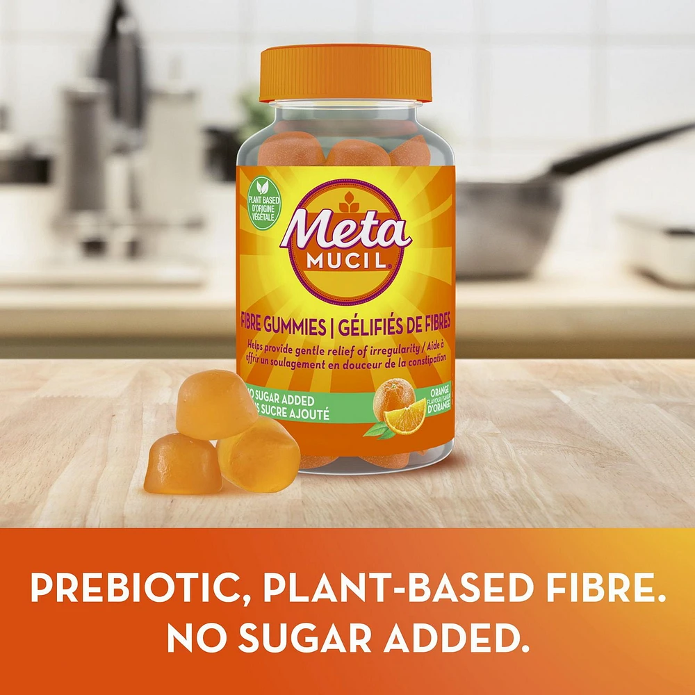 Metamucil Fibre Gummies, No Sugar Added, Orange Flavour, Prebiotic, Plant-Based, 105CT