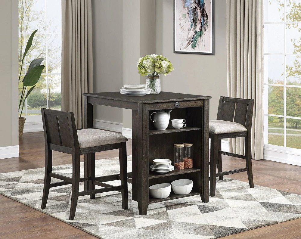 Topline Home Furnishings Multi-Functional Brown 3pc DIning Set