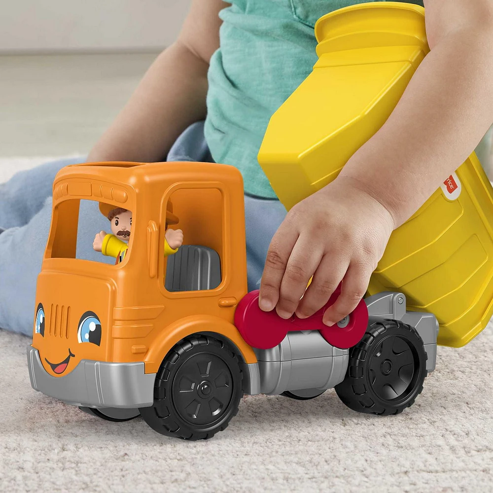 Fisher-Price Little People Dump Truck Toy with Music & Sounds, 3 Pieces, Toddler Construction Toy