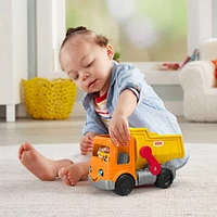 Fisher-Price Little People Dump Truck Toy with Music & Sounds, 3 Pieces, Toddler Construction Toy