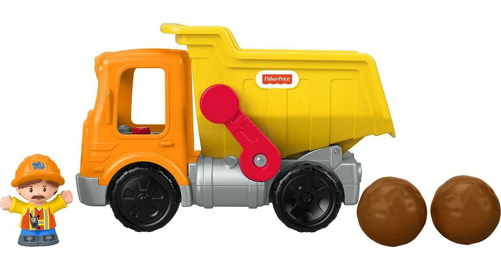 Fisher-Price Little People Dump Truck Toy with Music & Sounds, 3 Pieces, Toddler Construction Toy