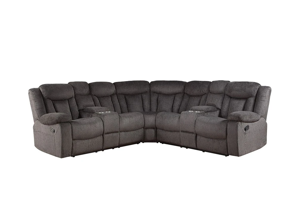 ACME Rylan Sectional Sofa (Motion) in Dark Brown Fabric