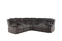 ACME Rylan Sectional Sofa (Motion) in Dark Brown Fabric